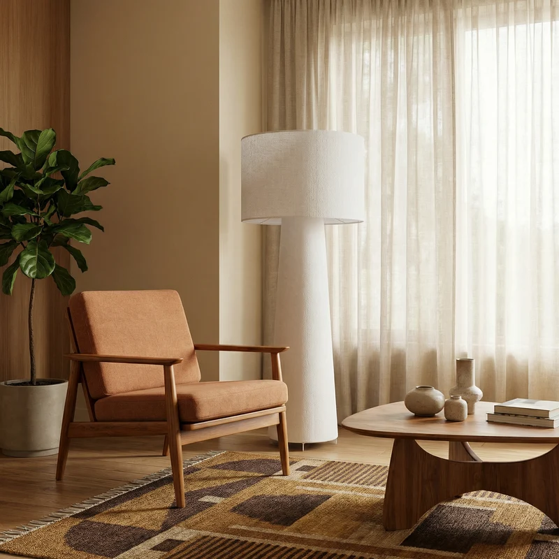 Stehlampe aus Stoff und Eisen im nordischen Design – Armonello
