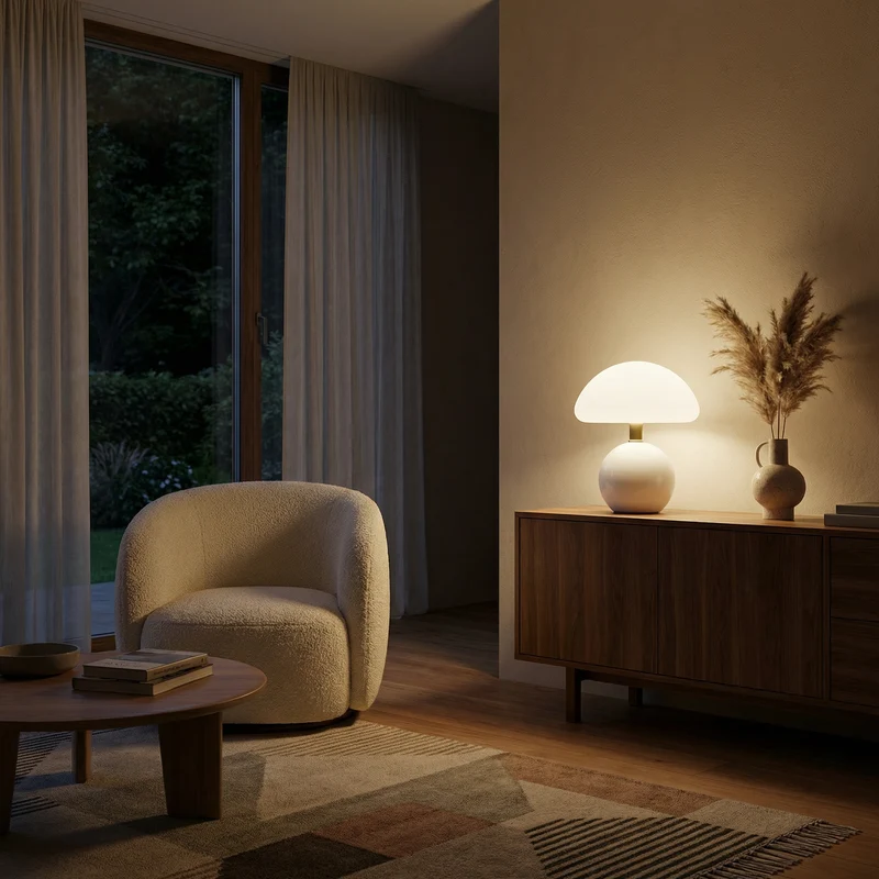 Keramische Tischlampe in Creme für Schlafzimmer – Aureolys