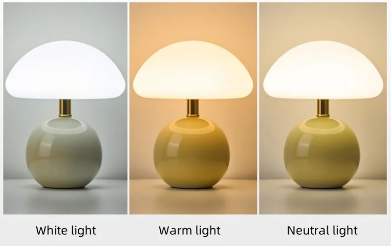 Keramische Tischlampe in Creme für Schlafzimmer – Aureolys