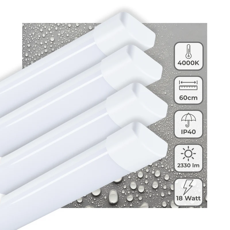 4er-PACK – LED's Light LED TL Lampe 60 cm für den Innenbereich – Komplette LED TL Beleuchtung – 2330 lm