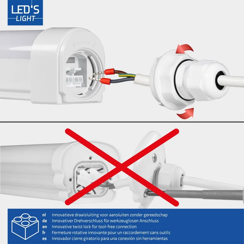 LED's Light LED TL Lampe komplett 120 cm - Bis zu 10 Lampen anschließbar - Wasserdicht - IP65