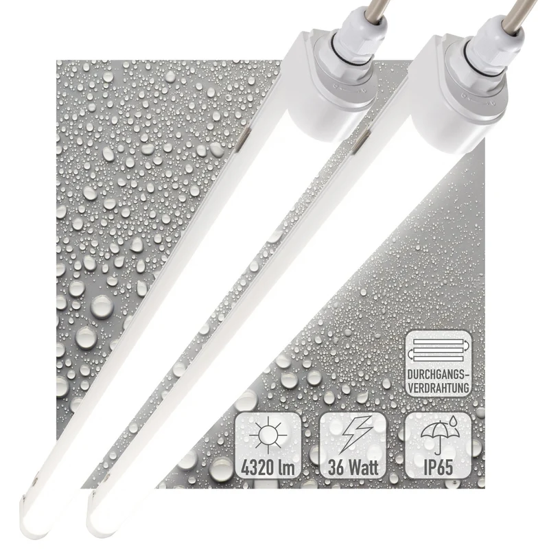 LED's Light LED TL Lampe komplett 120 cm - Bis zu 10 Lampen anschließbar - Wasserdicht - IP65