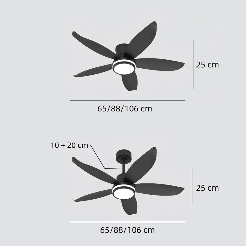 Moderner Deckenventilator mit Licht und Fernbedienung, 5 Flügel