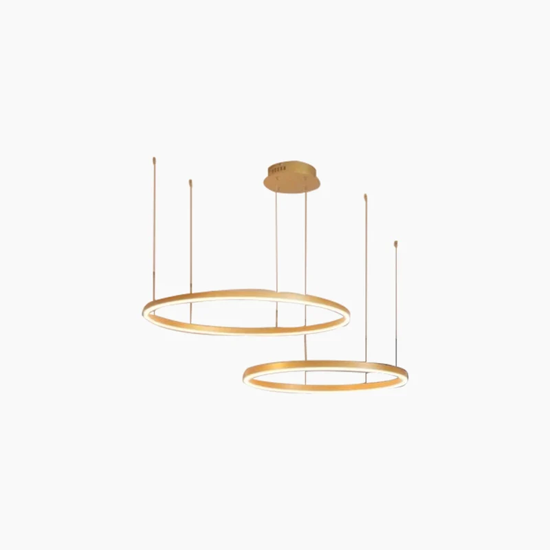 Chandelier Dimmable Minimalist Aluminum Multiple Rings, Gold/Black