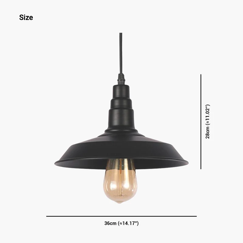 Pendant Light Industrial Farmhouse Aluminium, Black