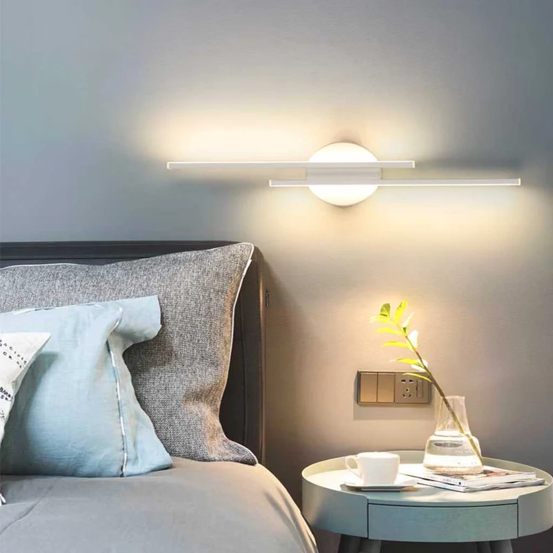 Wall Lamp Linear Minimalist Aluminum with 2 LED Light Bars, Black/White