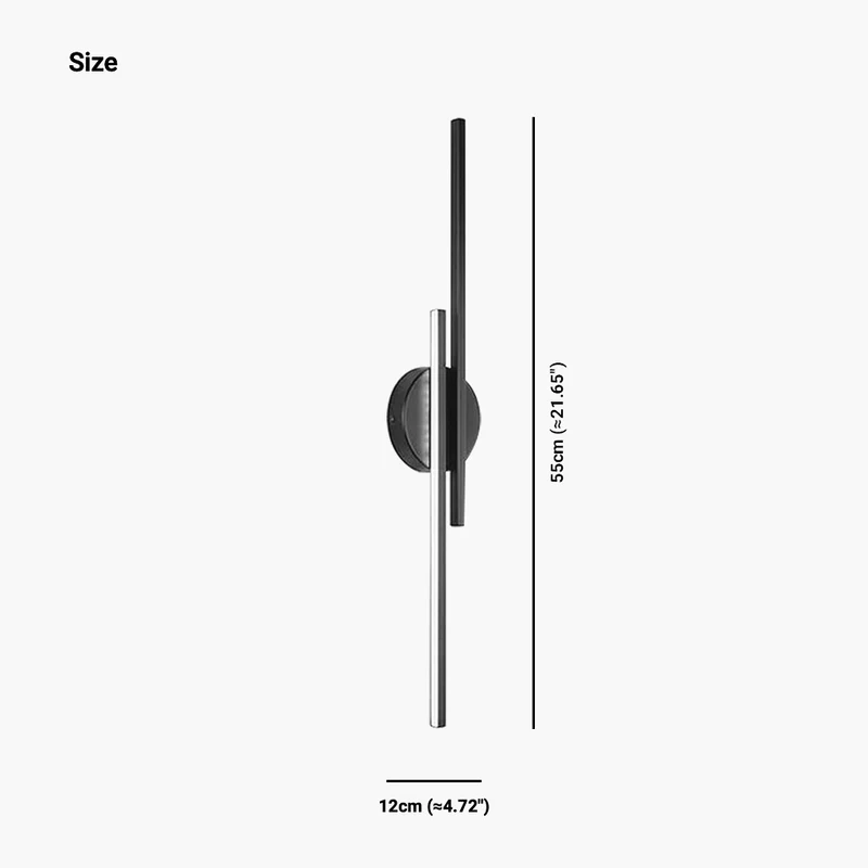 Wall Lamp Linear Minimalist Aluminum with 2 LED Light Bars, Black/White