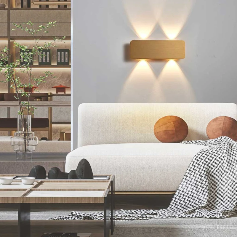 LED Wall Sconce Light Minimalist Rectangle Aluminum Linear, 5 Colors