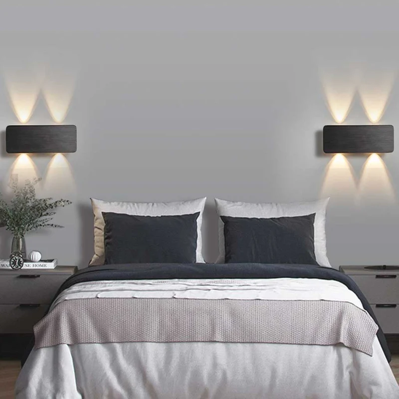 LED Wall Sconce Light Minimalist Rectangle Aluminum Linear, 5 Colors