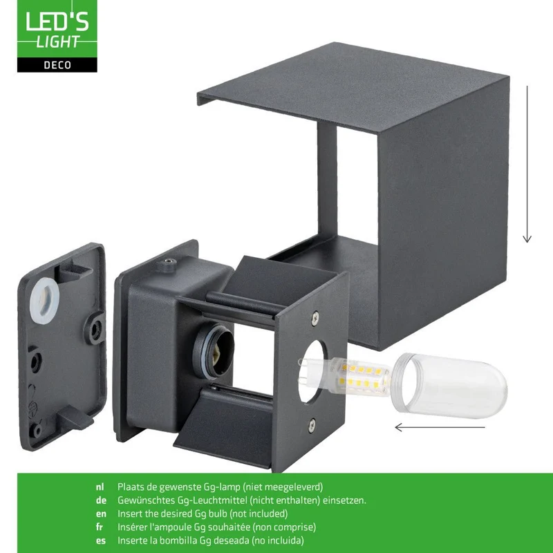 LED Wandleuchte G9 H 100mm IP65 Anthrazit - Lumo