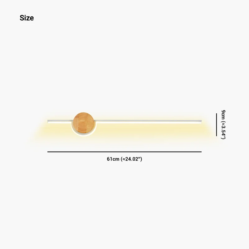 Wall Sconce Light Minimalist Cream LED Linear Wood, Log Color / Walnut Color