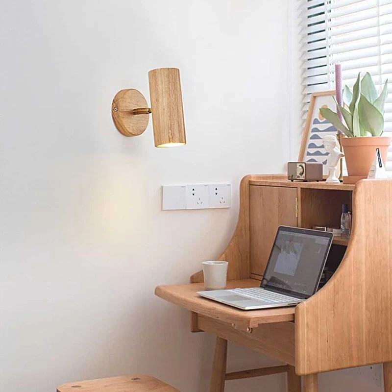 Ceiling / Wall Track Lighting Spotlight Nordic Simple LED, Wood