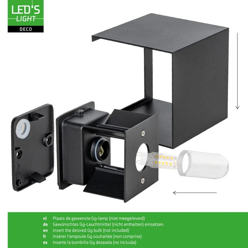 LED Wandleuchte G9 H 100mm IP65 Schwarz - Lumo