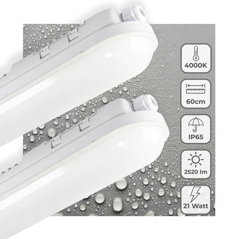 2er-PACK – LED's Light Pro LED TL Leuchte 60 cm – Für den Innen- und Außenbereich geeignet – 2500 Lumen – IP65 wasserdicht