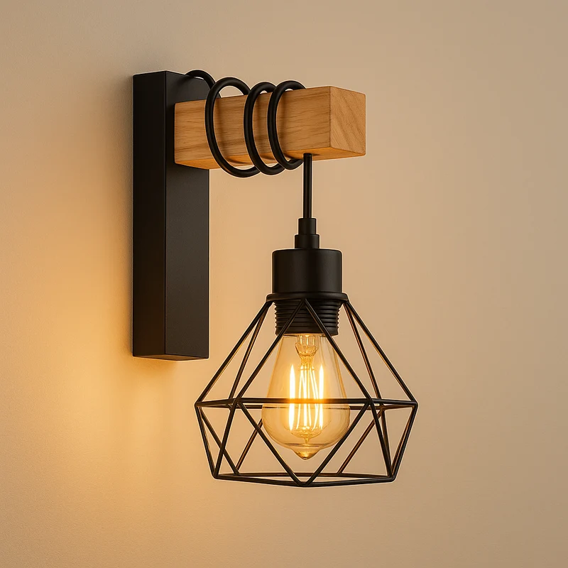 LED-Wandleuchte Elva | E27 Fassung | Holz Schwarz