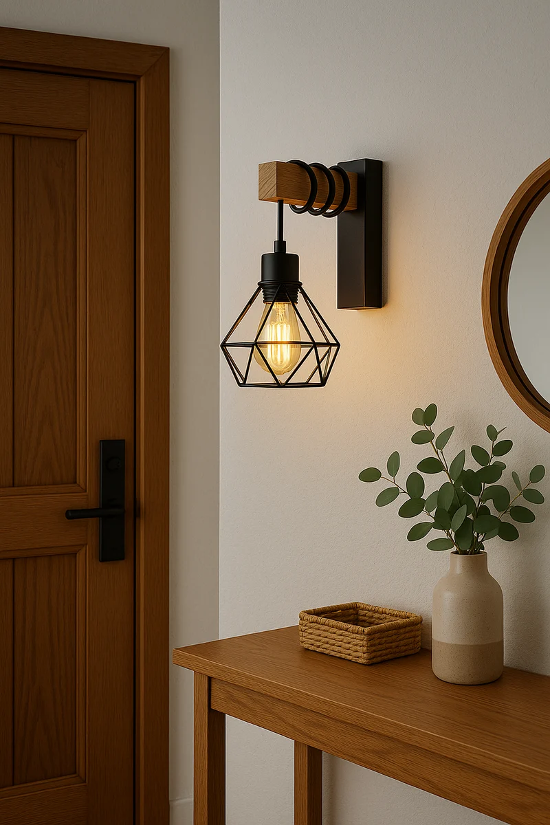 LED-Wandleuchte Elva | E27 Fassung | Holz Schwarz