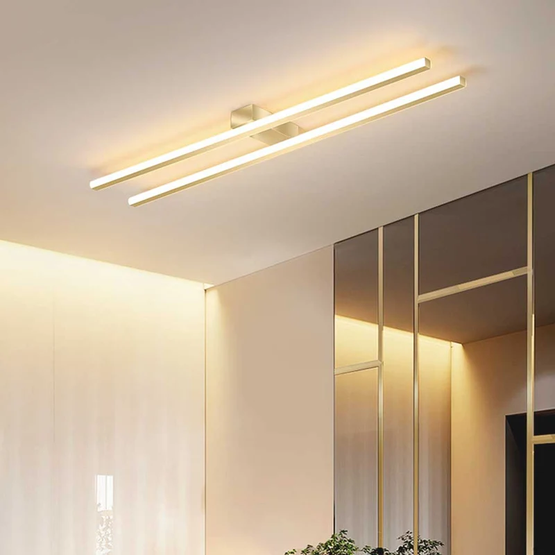 Semi-Flush Mount Ceiling Light Minimalist Dual Bar Linear LED, 3 Colors