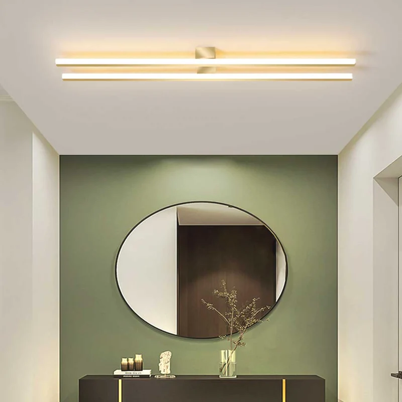 Semi-Flush Mount Ceiling Light Minimalist Dual Bar Linear LED, 3 Colors