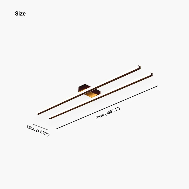 Semi-Flush Mount Ceiling Light Minimalist Dual Bar Linear LED, 3 Colors