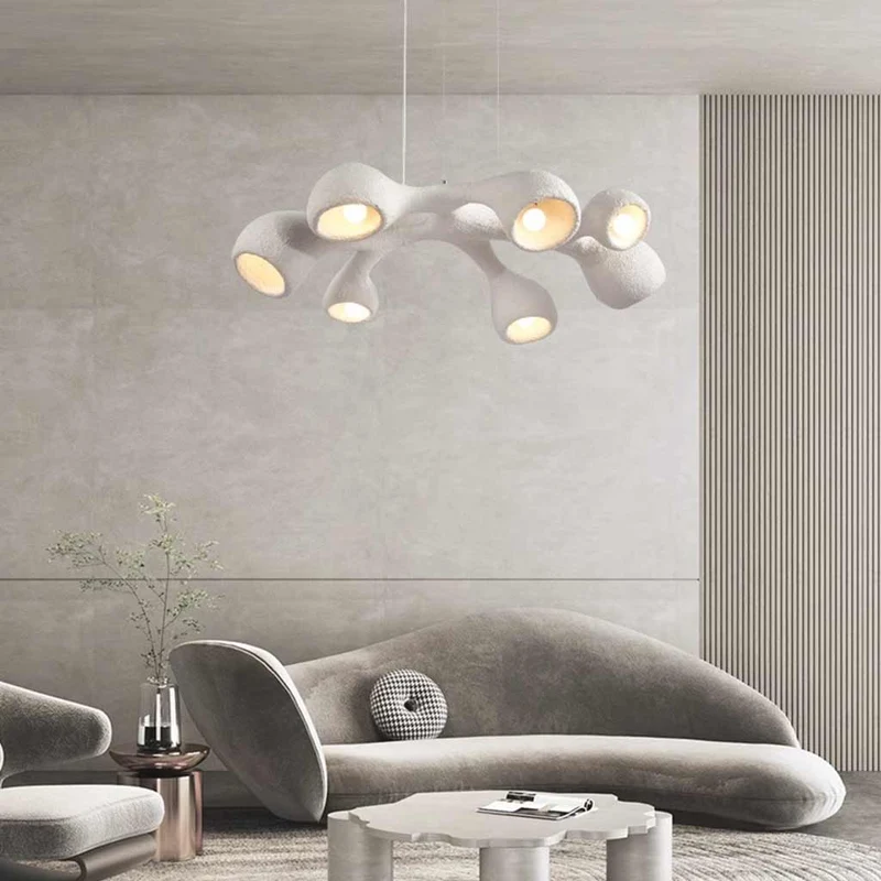 Pendant Chandelier Unique Wabi-Sabi Irregular White, 3/7 Heads
