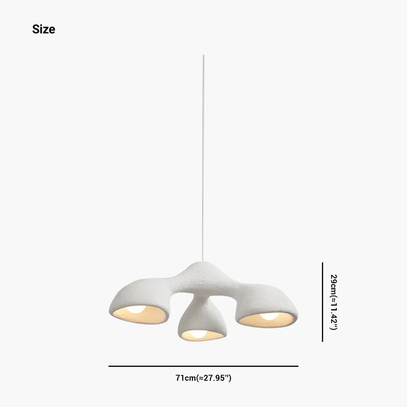 Pendant Chandelier Unique Wabi-Sabi Irregular White, 3/7 Heads