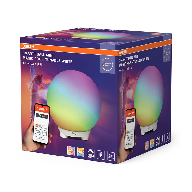OSRAM SMART+ Wifi BALL Moodlight Tischleuchte MAGIC RGB Mini RGBW USB, 130 lm, 2200 … 6500 K, Tunable White|RGB