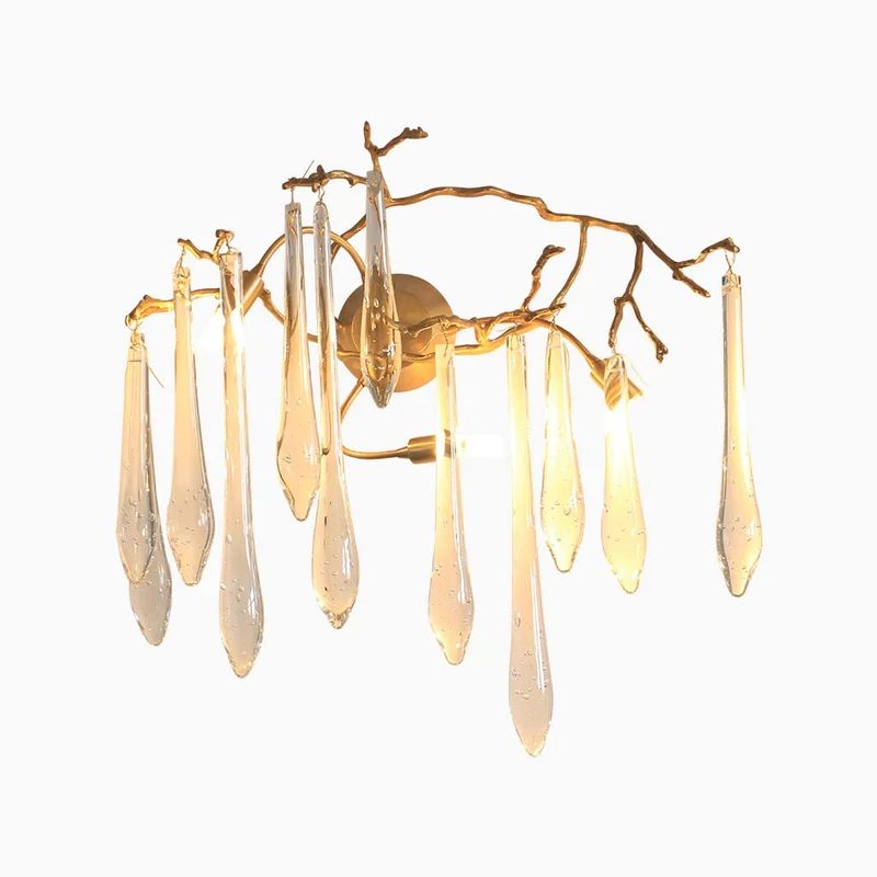 Wall Light Luxury Decorative Crystal Brass Branch