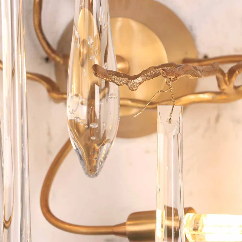 Wall Light Luxury Decorative Crystal Brass Branch