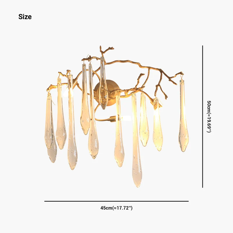 Wall Light Luxury Decorative Crystal Brass Branch
