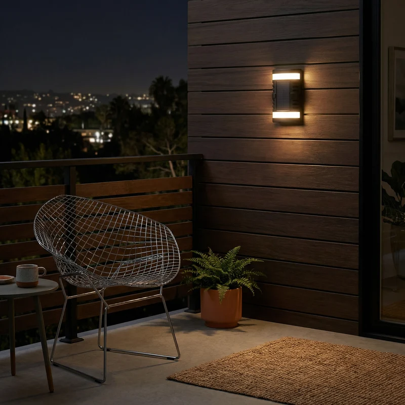 Schwarze Außenwandleuchte aus Aluminium für Terrasse – Noctarion