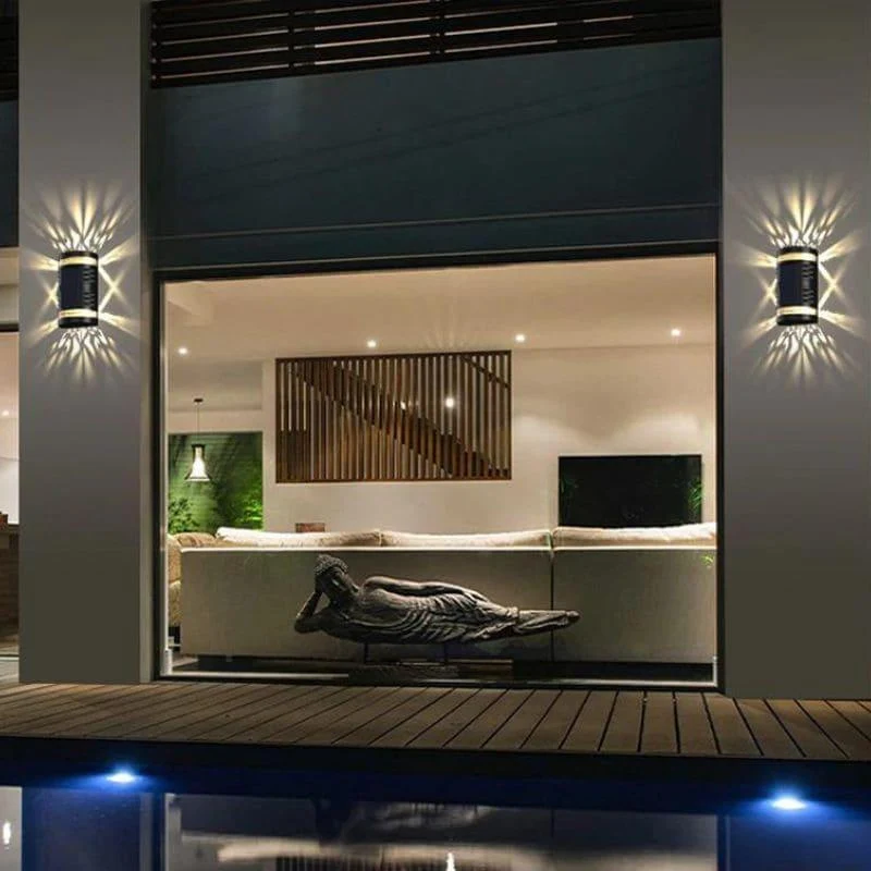 Schwarze Außenwandleuchte aus Aluminium für Terrasse – Noctarion