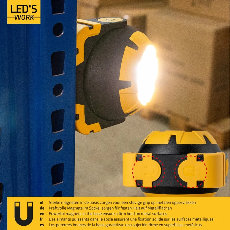 LED Akku Arbeitsleuchte 10W 800 Lumen 4000K neutralweiß IP54 tragbarer Baustrahler | USB-C wiederaufladbar, 2 Leuchtstufen bis 4h Laufzeit, Bauleuchte Werkstattleuchte Outdoor - LED's Work