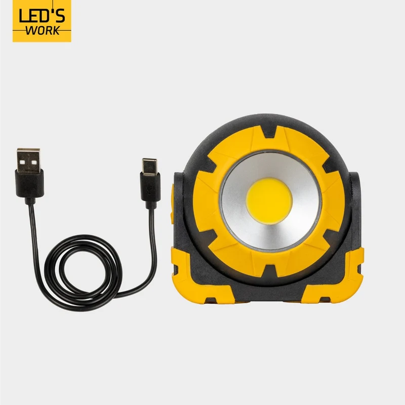 LED Akku Arbeitsleuchte 10W 800 Lumen 4000K neutralweiß IP54 tragbarer Baustrahler | USB-C wiederaufladbar, 2 Leuchtstufen bis 4h Laufzeit, Bauleuchte Werkstattleuchte Outdoor - LED's Work