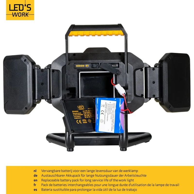 LED Akku Arbeitsstrahler, 30W, 3000 Lumen, IP54, dimmbar - LED's Work