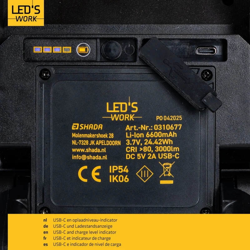 LED Akku Arbeitsstrahler, 30W, 3000 Lumen, IP54, dimmbar - LED's Work