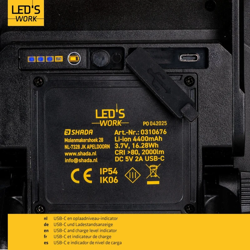 LED Wiederaufladbare Arbeitsleuchte 20W 2000lm 4000K neutralweiß IP54 - LED's Work