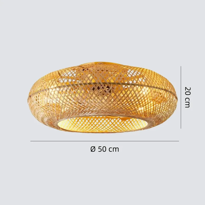 Kleiner Bambus-Deckenventilator mit Licht im Vintage-Stil