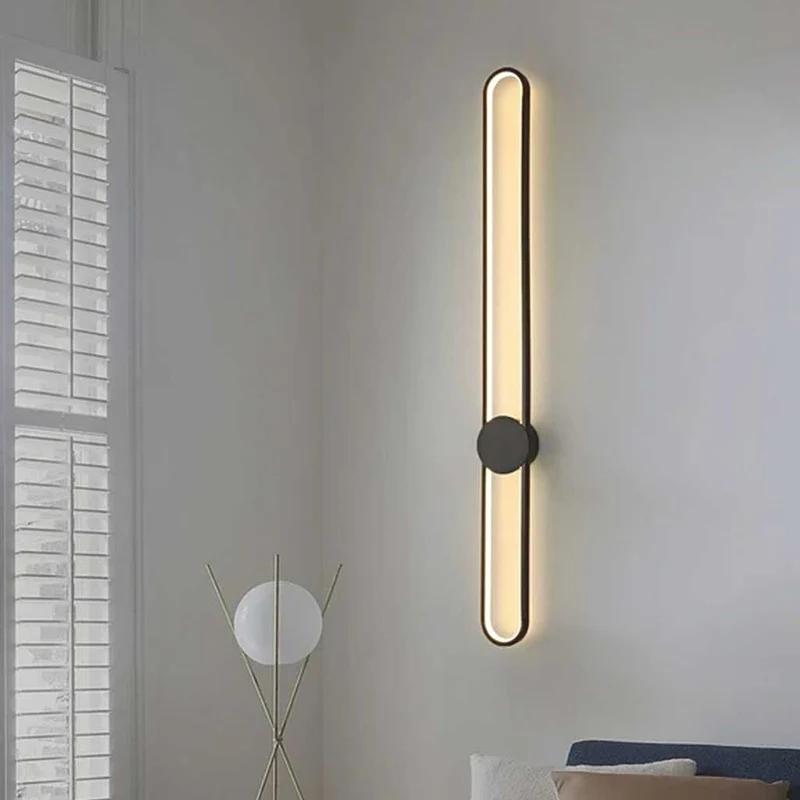 Wall Sconce Lamp Modern Sleek Aluminum Long Oval LED, Black / Gold