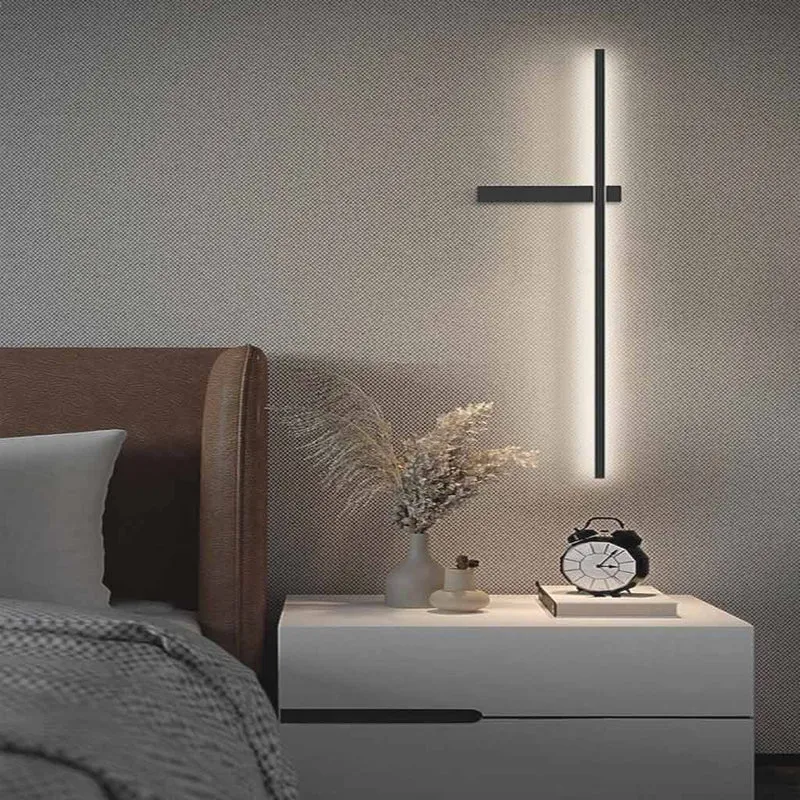 Wall Sconce Light Nordic Long Slim Linear LED Aluminum, Black / White
