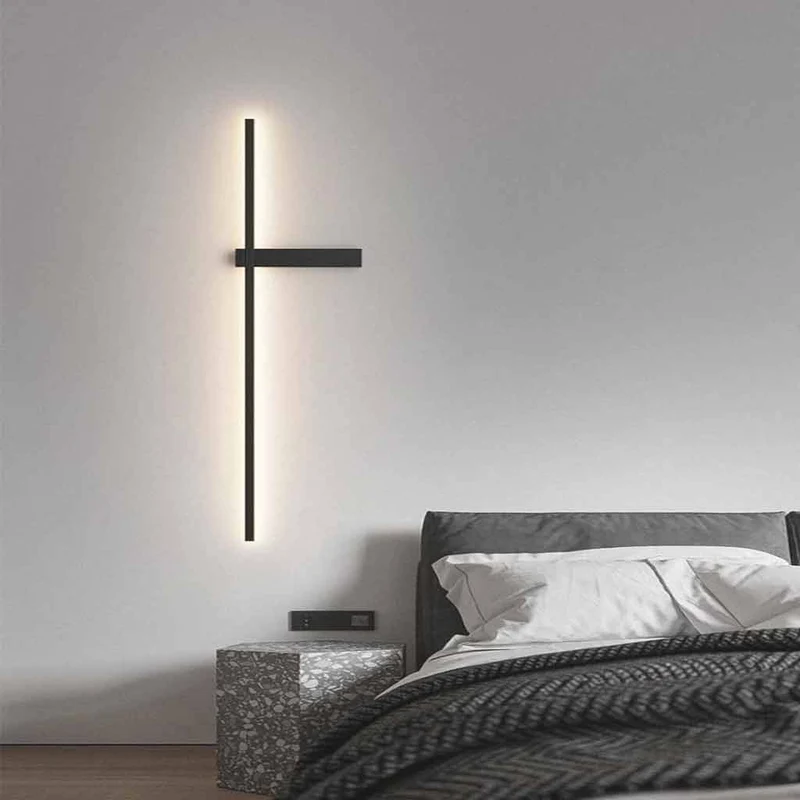 Wall Sconce Light Nordic Long Slim Linear LED Aluminum, Black / White