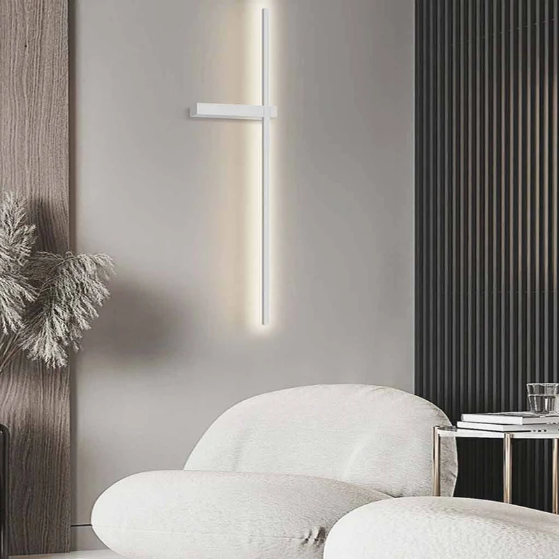 Wall Sconce Light Nordic Long Slim Linear LED Aluminum, Black / White