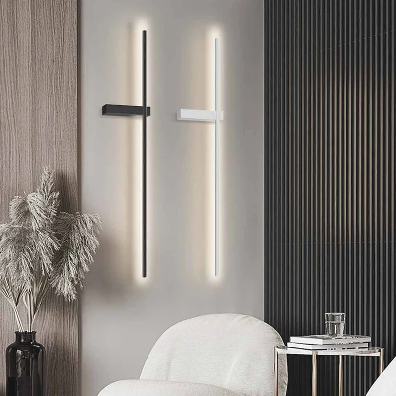 Wall Sconce Light Nordic Long Slim Linear LED Aluminum, Black / White