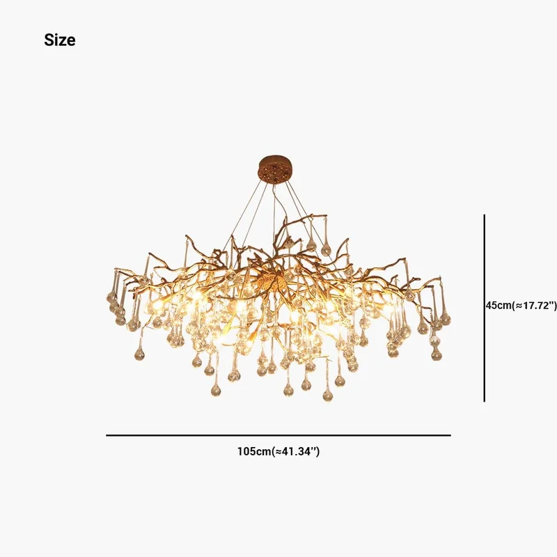 Chandelier Luxury Branch Glass Brass Water Drop