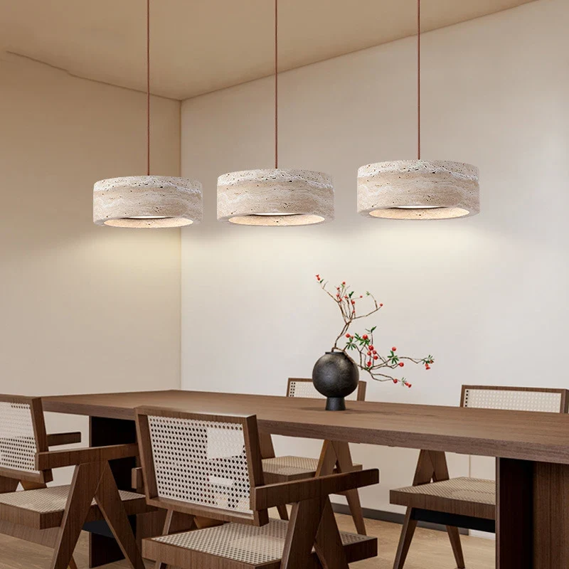 Hängelampe aus gelbem Travertin für Wohnzimmer und Esszimmer – Armonelo