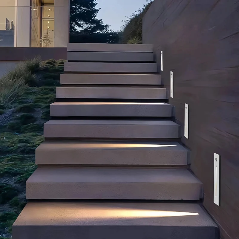 LED Treppen-Wandeinbauleuchte rechteckig mit Bewegungsmelder, IP65