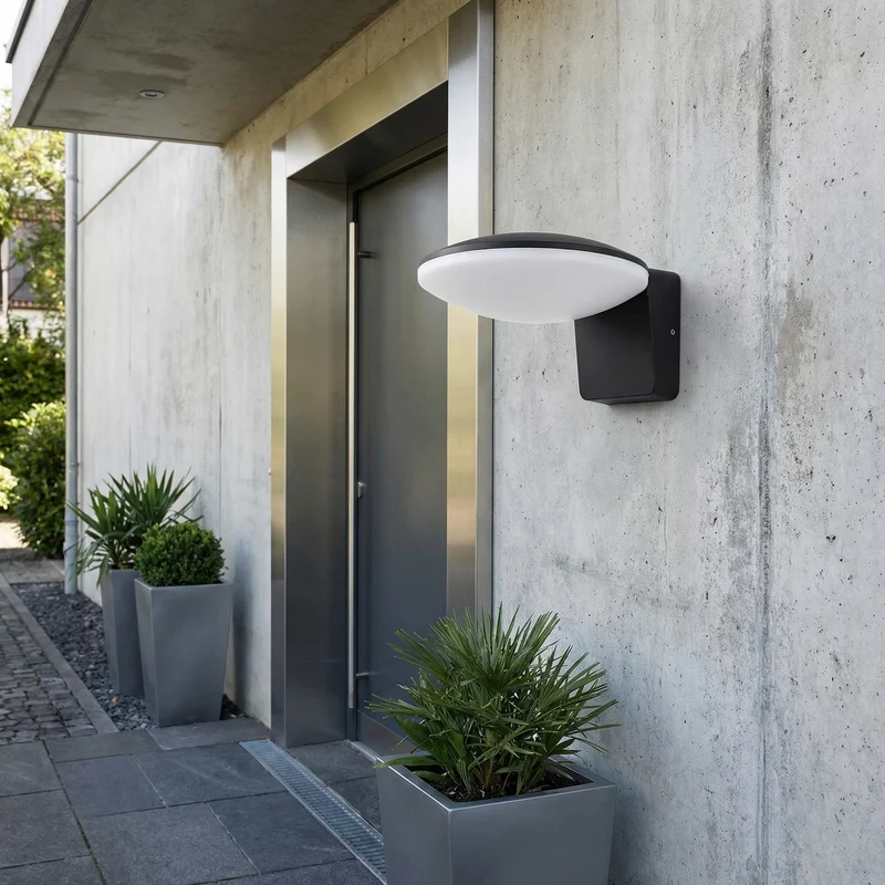 Solarwandleuchte im Untertassen-Design – Arthemysia
