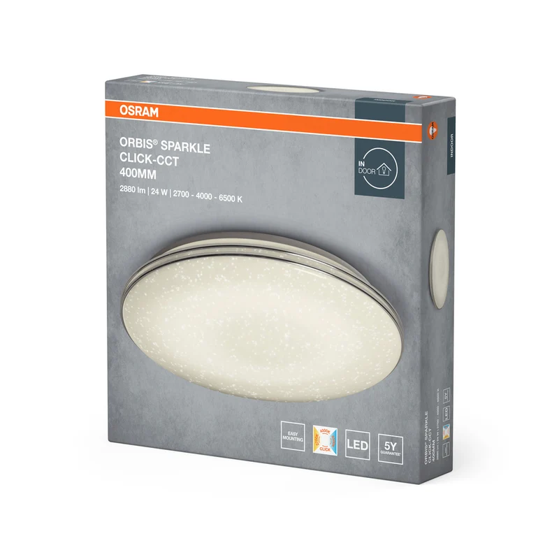 OSRAM ORBIS® Deckenleuchte Sparkle Click-CCT 400mm 24W, 2000 lm, 2700…6500 K, Tunable White
