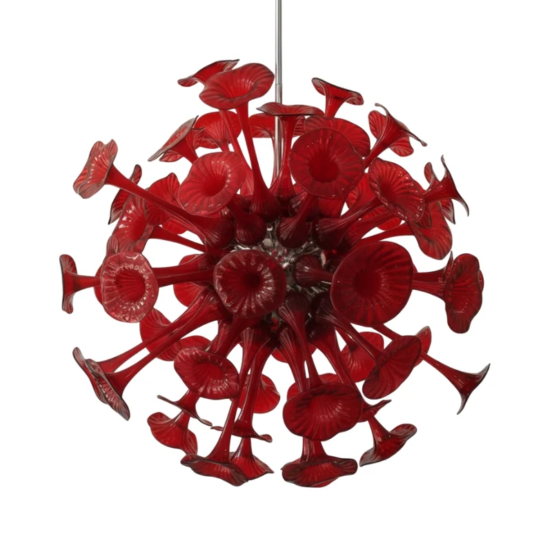 Rote Pendelleuchte aus mundgeblasenem Glas – Spherelumia