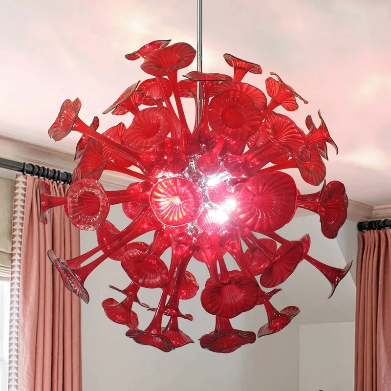 Rote Pendelleuchte aus mundgeblasenem Glas – Spherelumia