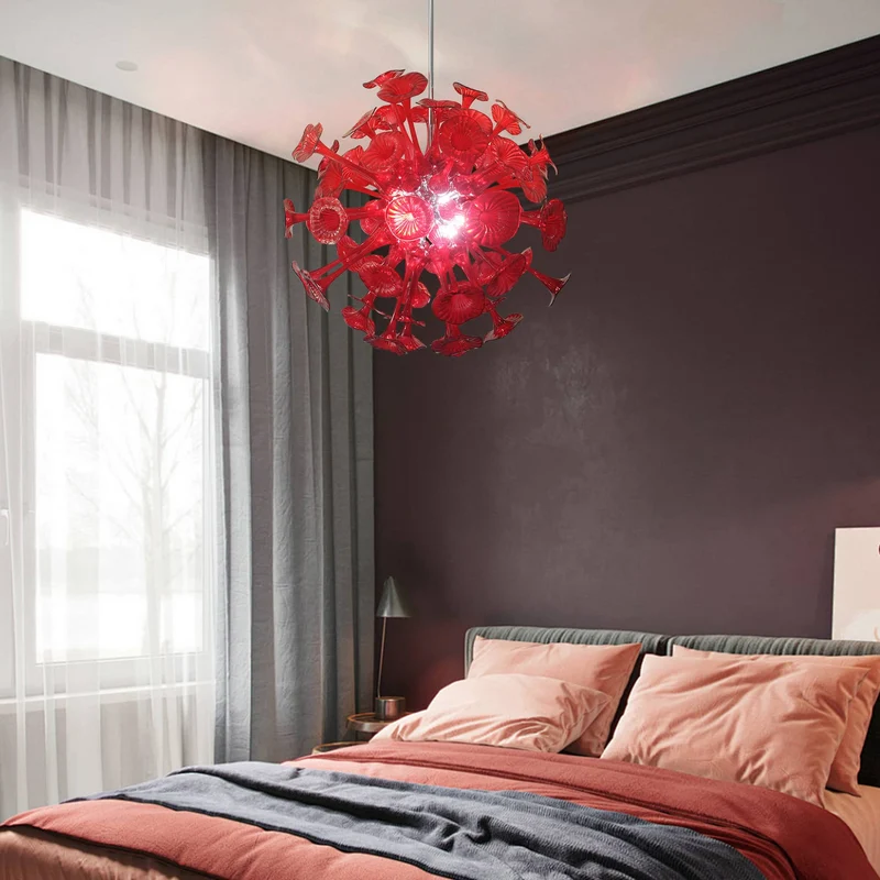 Rote Pendelleuchte aus mundgeblasenem Glas – Spherelumia